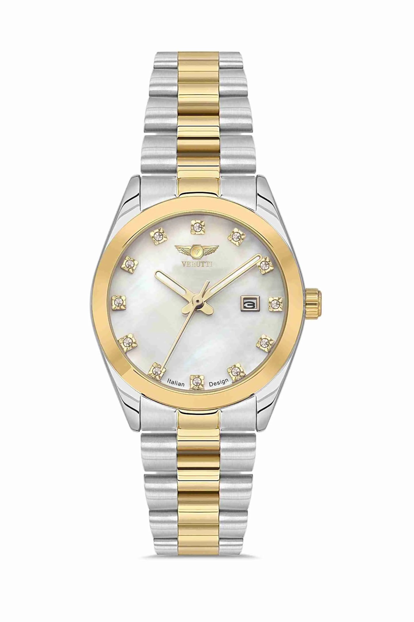 Watch with silver and gold band by Italian Brand Verutti, Model VR 1006