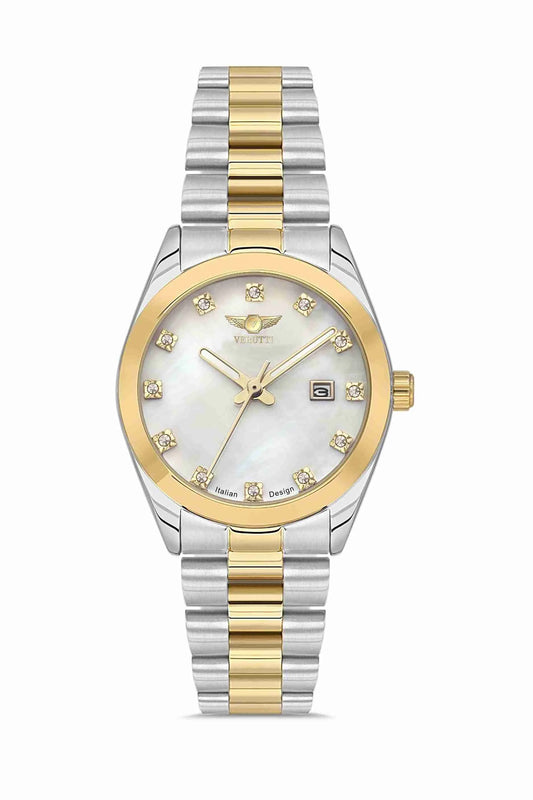 Watch with silver and gold band by Italian Brand Verutti, Model VR 1006
